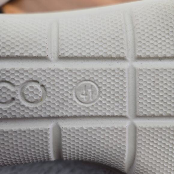 Ecco Felicia Gray Perforated Leather Daily Slip On Mini Wedge Flat Shoe Women 41 - Picture 12 of 14